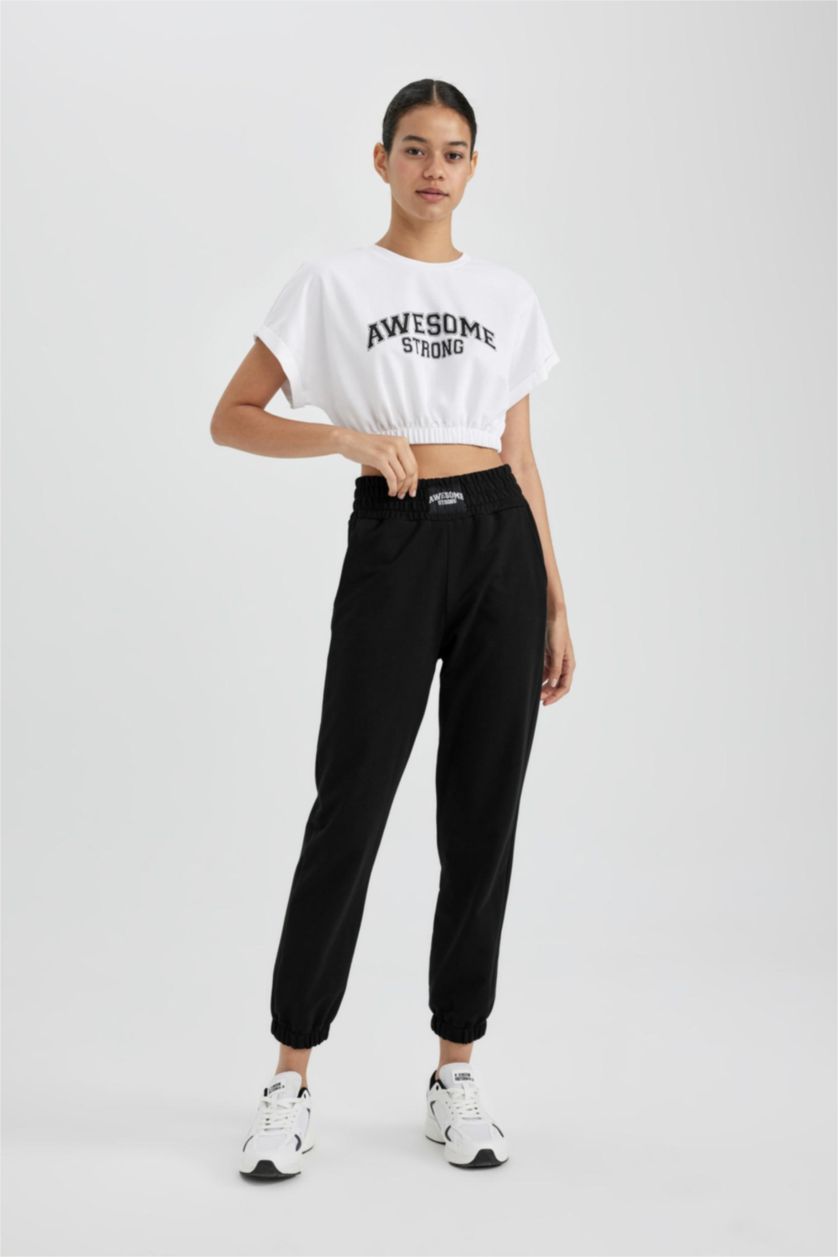 FEMME Noir Pantalon Tissu Sweat Fin Coupe standard DeFactoFit Jogging