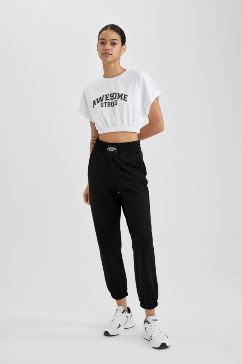 FEMME Noir Pantalon Tissu Sweat Fin Coupe standard DeFactoFit Jogging