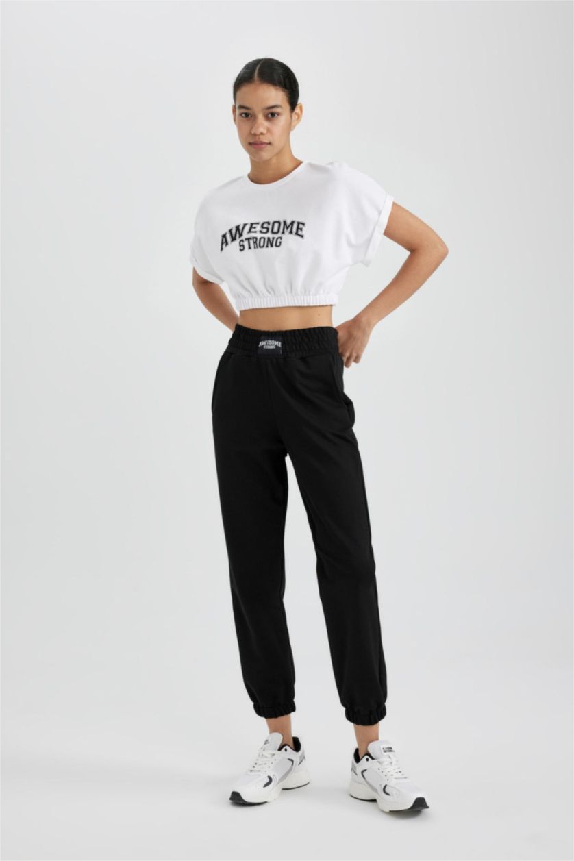 FEMME Noir Pantalon Tissu Sweat Fin Coupe standard DeFactoFit Jogging