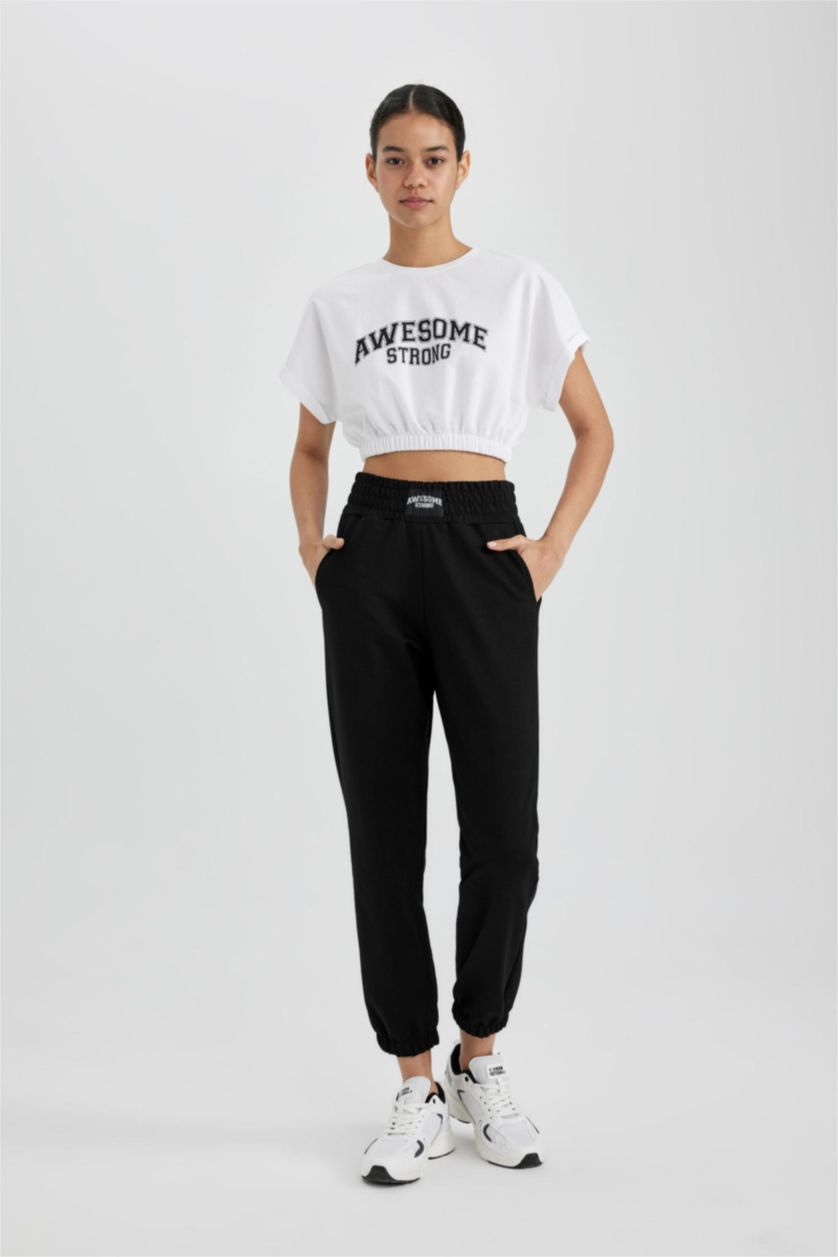 FEMME Noir Pantalon Tissu Sweat Fin Coupe standard DeFactoFit Jogging