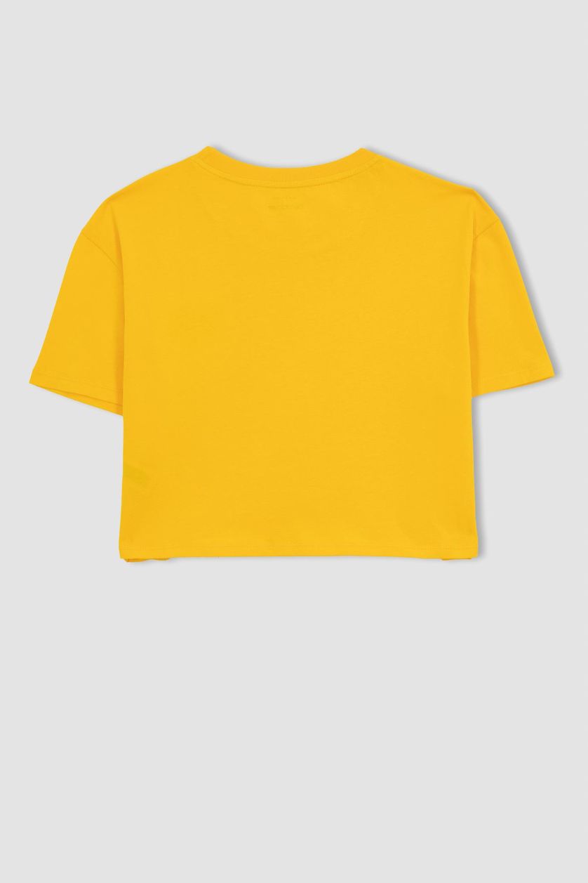 FEMME Jaune T-shirt de sport en coton à manches courtes et col rond de DeFactoFit