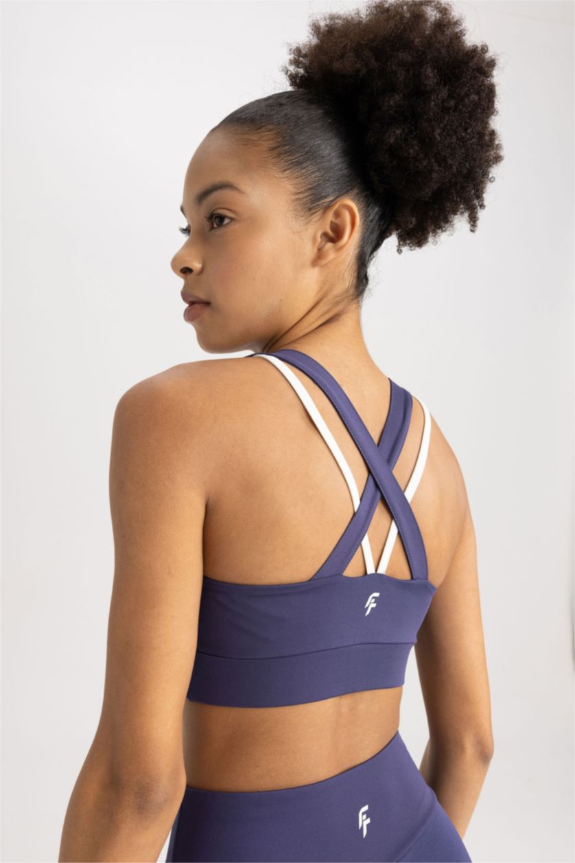 WOMAN NAVY Defacto Fit Crew Neck Sports Bra