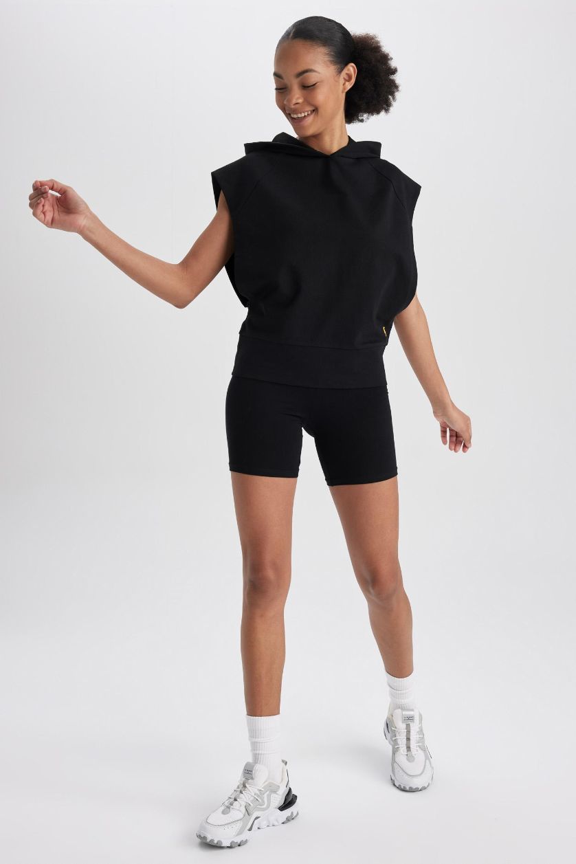 WOMAN Black Biker Waist Tights