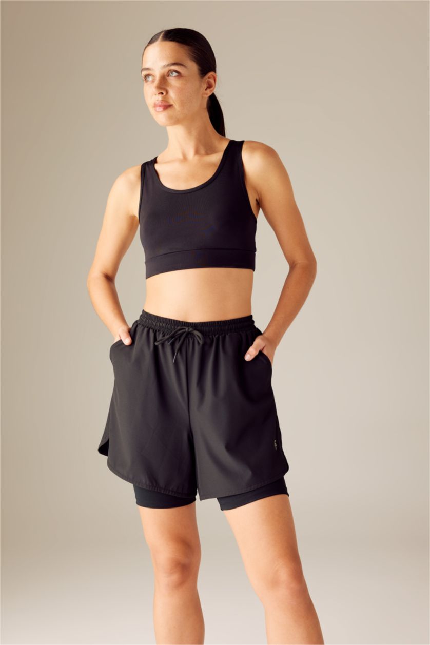 WOMAN Black DeFactoFit Sports Woven Shorts
