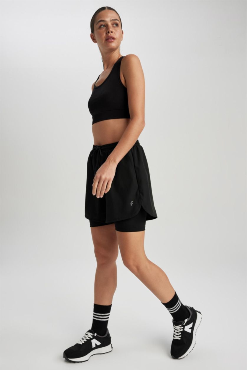 WOMAN Black DeFactoFit Sports Woven Shorts