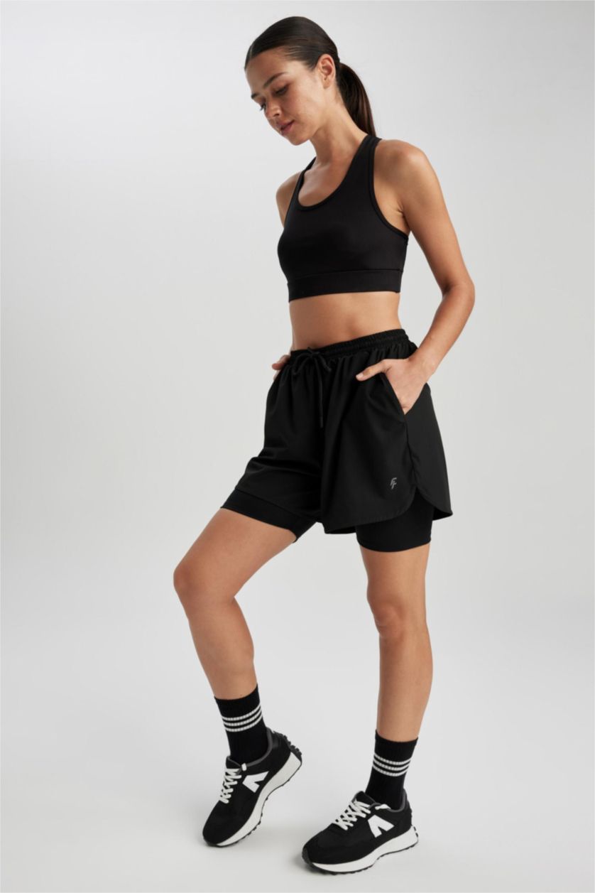 WOMAN Black DeFactoFit Sports Woven Shorts