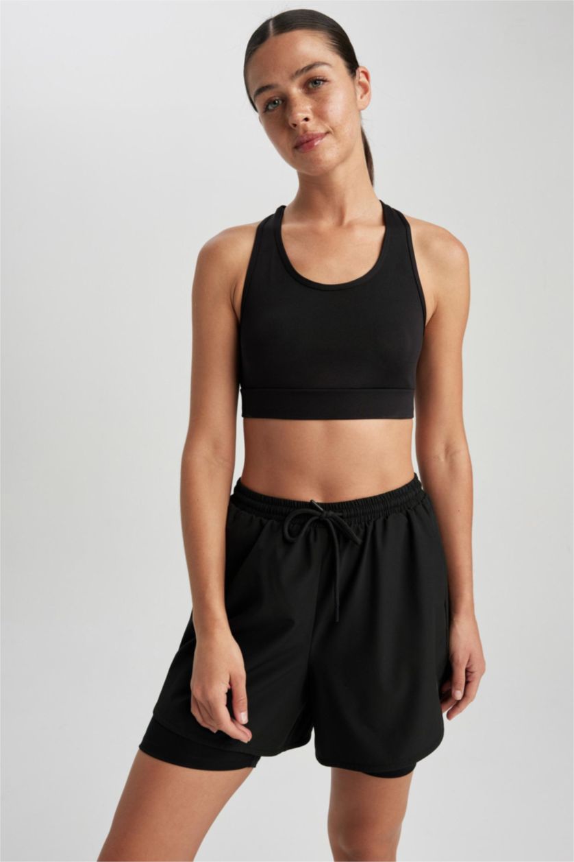 WOMAN Black DeFactoFit Sports Woven Shorts