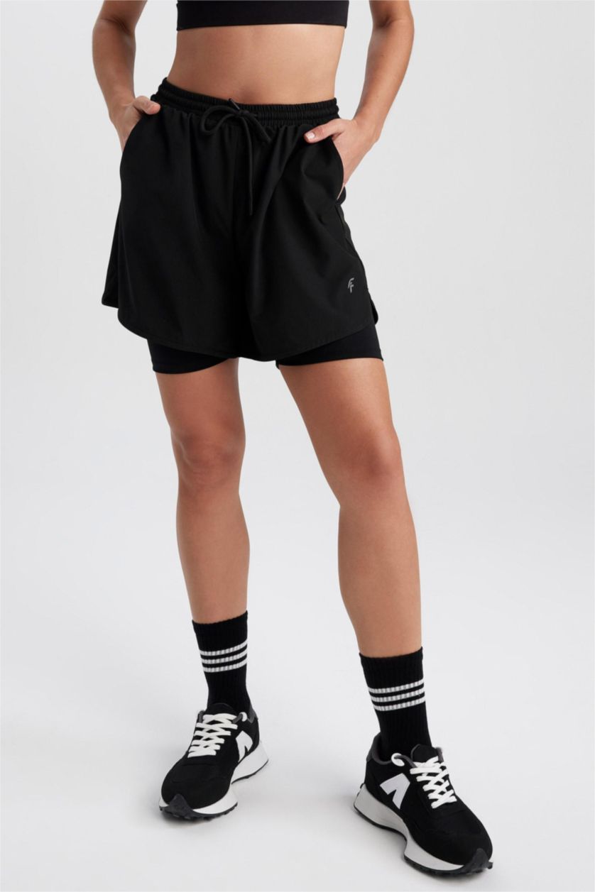 WOMAN Black DeFactoFit Sports Woven Shorts