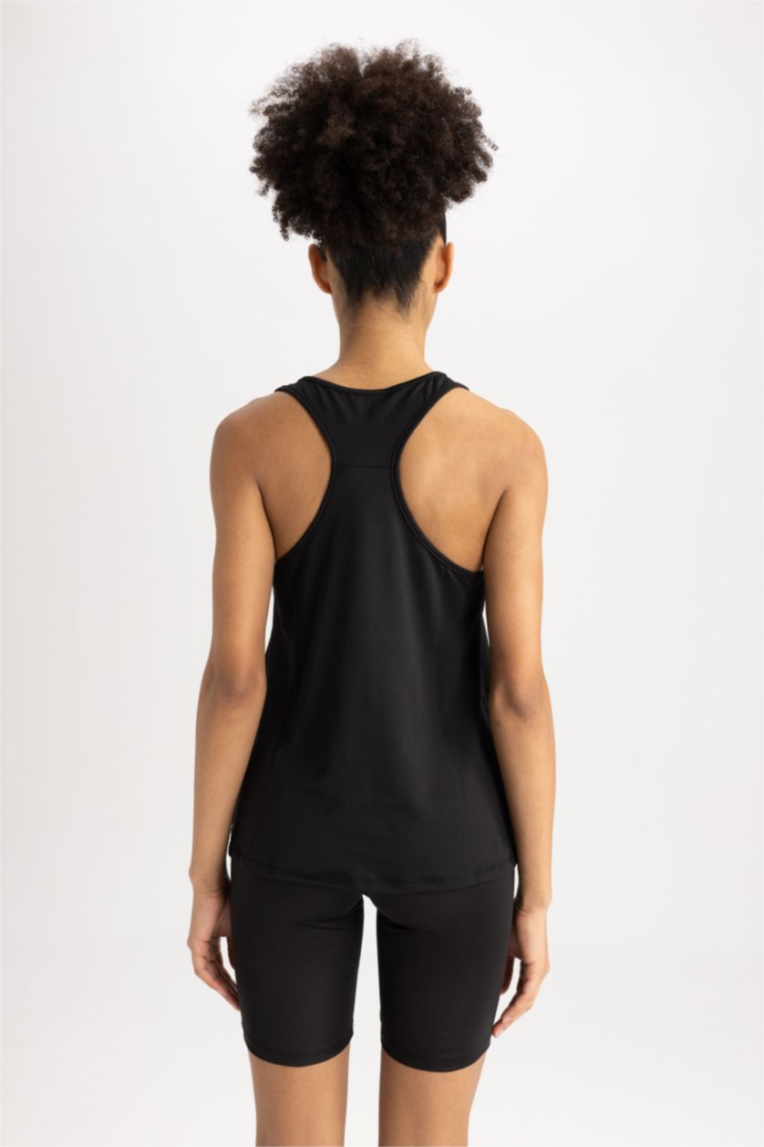 FEMME Noir Débardeur de sport à Col rond