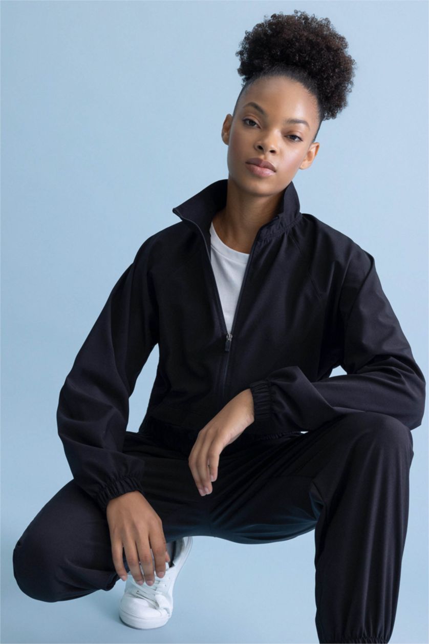 Women Black Crop Woven Cardigan