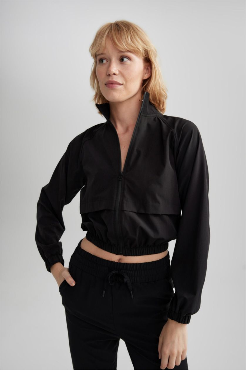 Women Black Crop Woven Cardigan