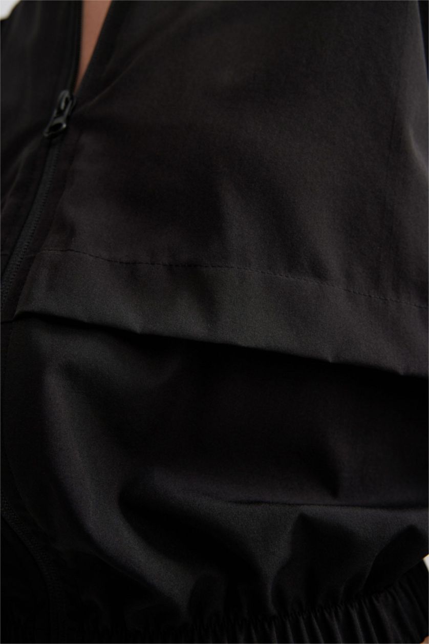 Women Black Crop Woven Cardigan