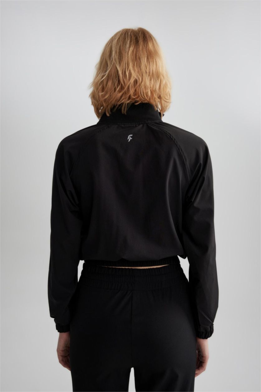 Women Black Crop Woven Cardigan