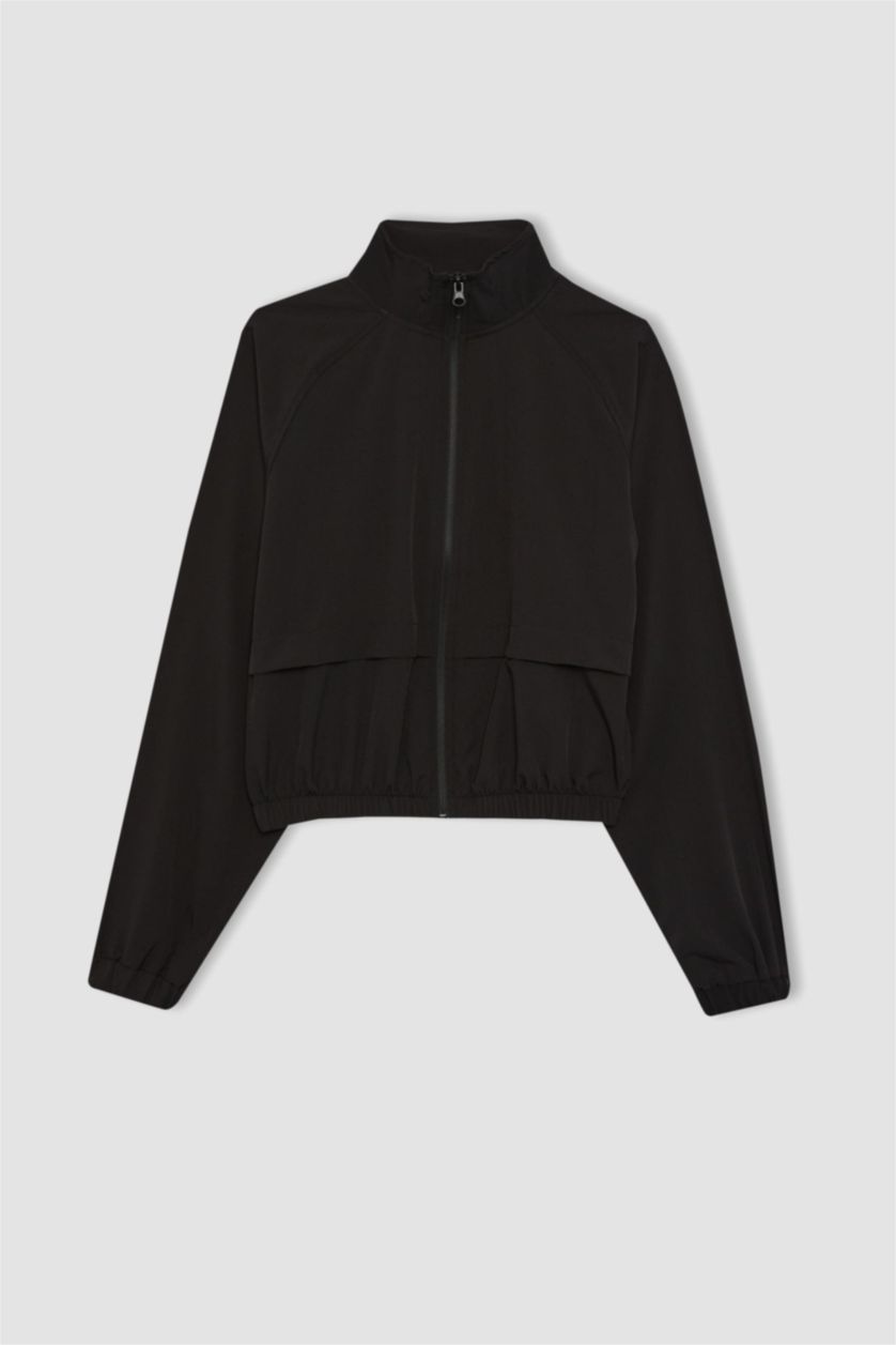 Women Black Crop Woven Cardigan