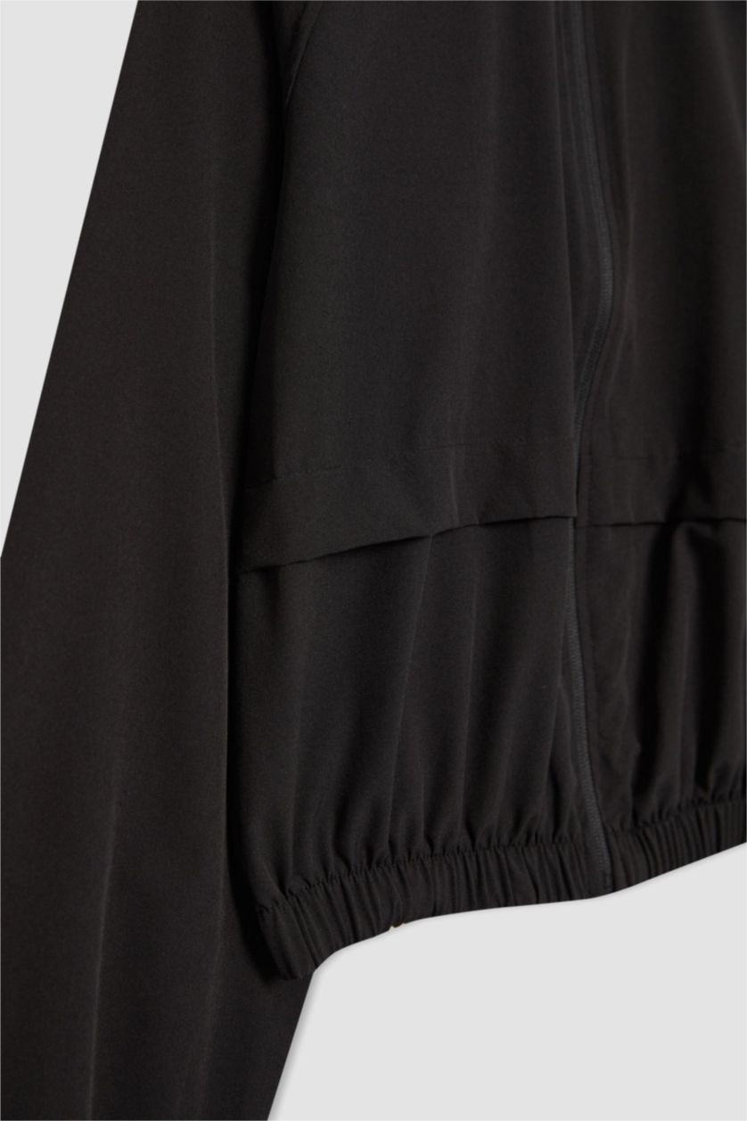 Women Black Crop Woven Cardigan