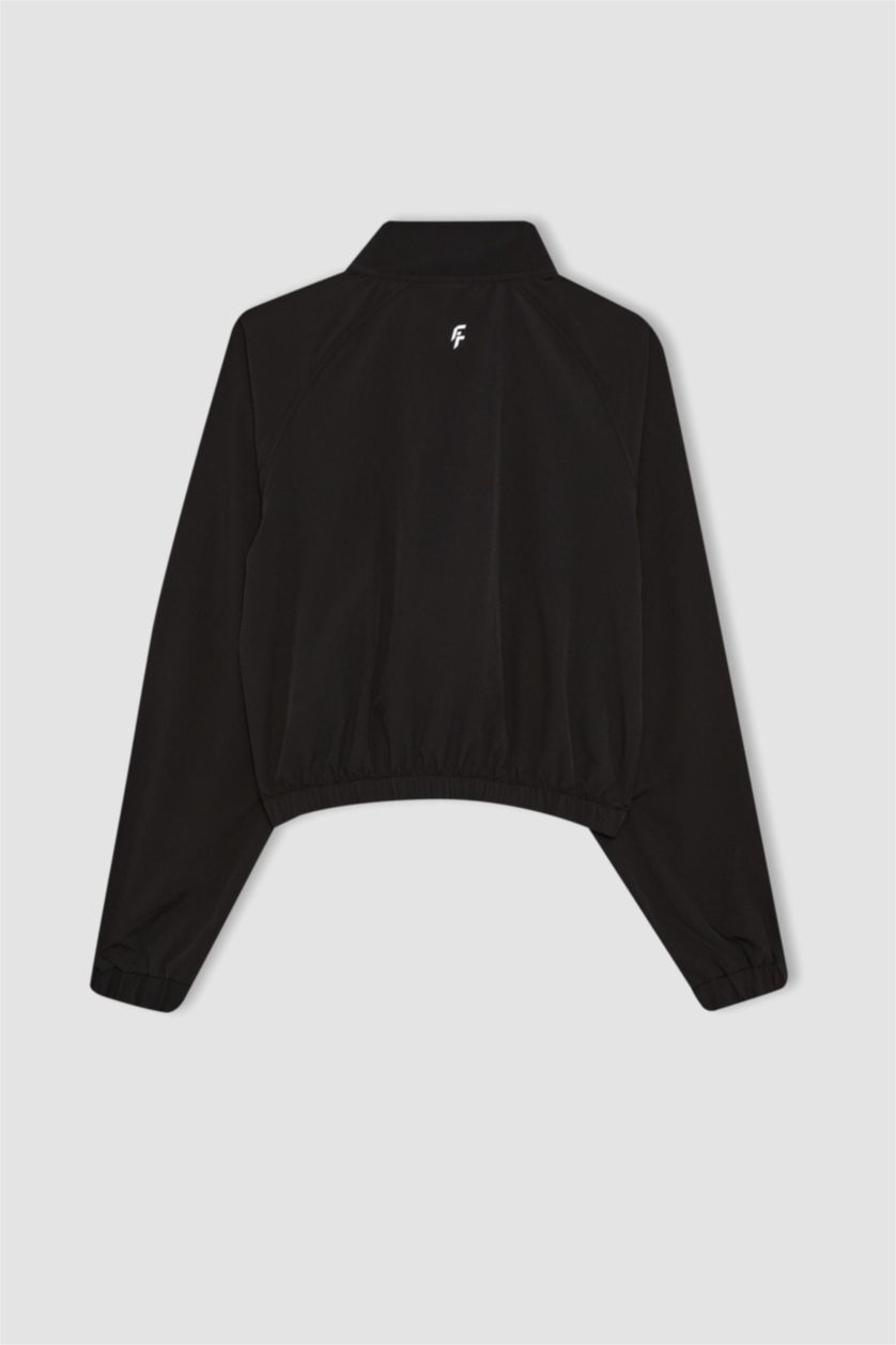 Women Black Crop Woven Cardigan