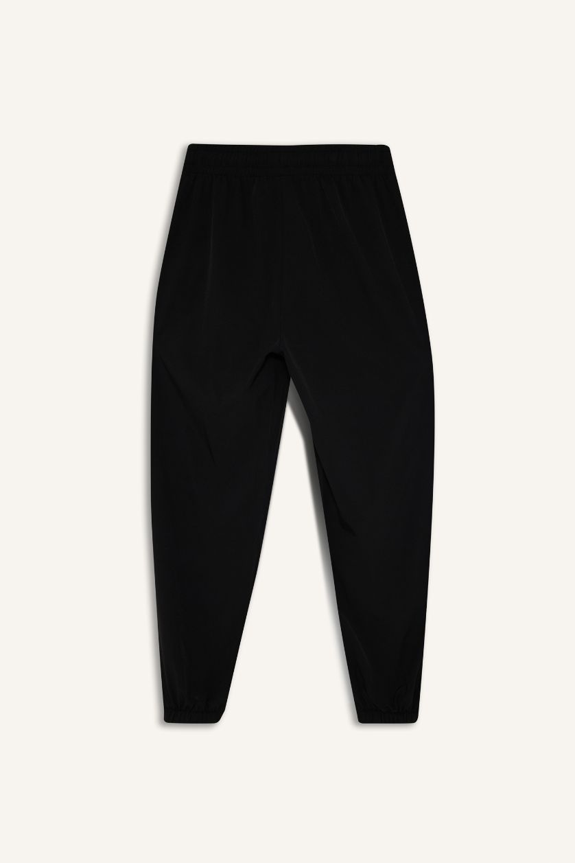 Woman Black Standard Fit Jogger Woven Sports Sweatpants