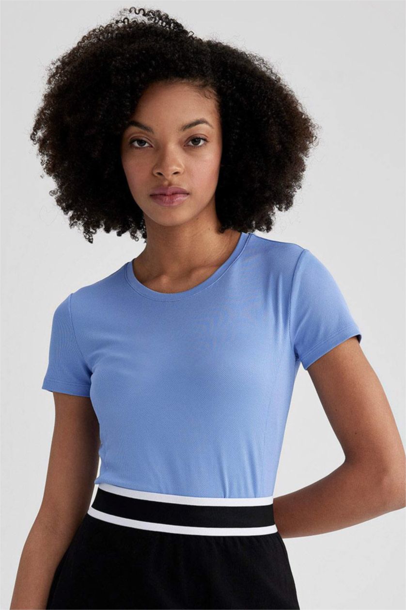 FEMME Violet T-Shirt à manches courtes Coupe Standard col rond