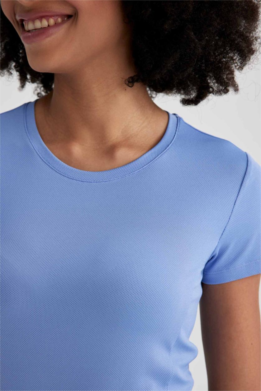 FEMME Violet T-Shirt à manches courtes Coupe Standard col rond