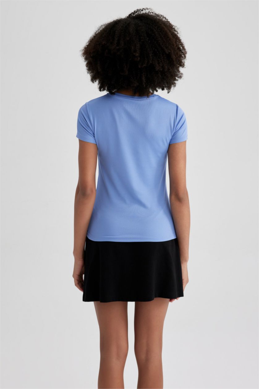 FEMME Violet T-Shirt à manches courtes Coupe Standard col rond