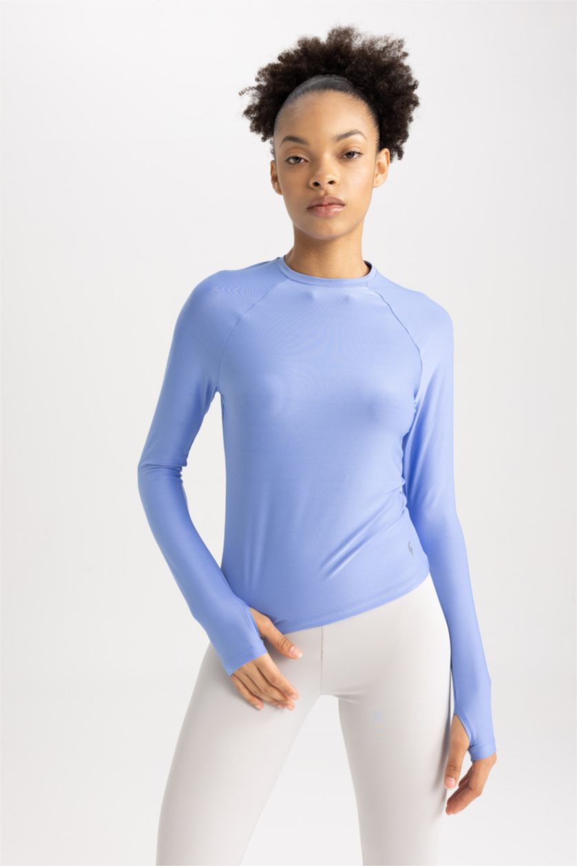 WOMAN Lilac Standard Fit Crew Neck Sportsman Long Sleeve T-Shirt