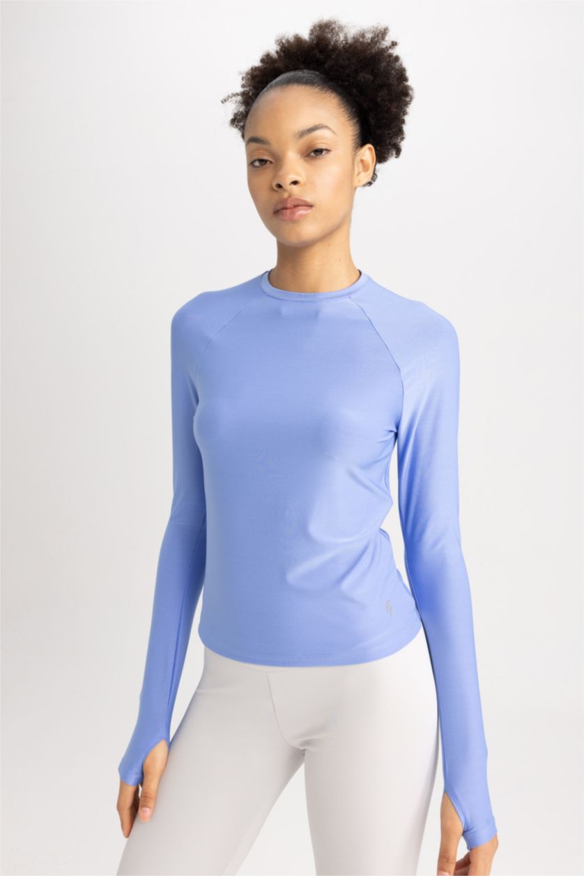 WOMAN Lilac Standard Fit Crew Neck Sportsman Long Sleeve T-Shirt