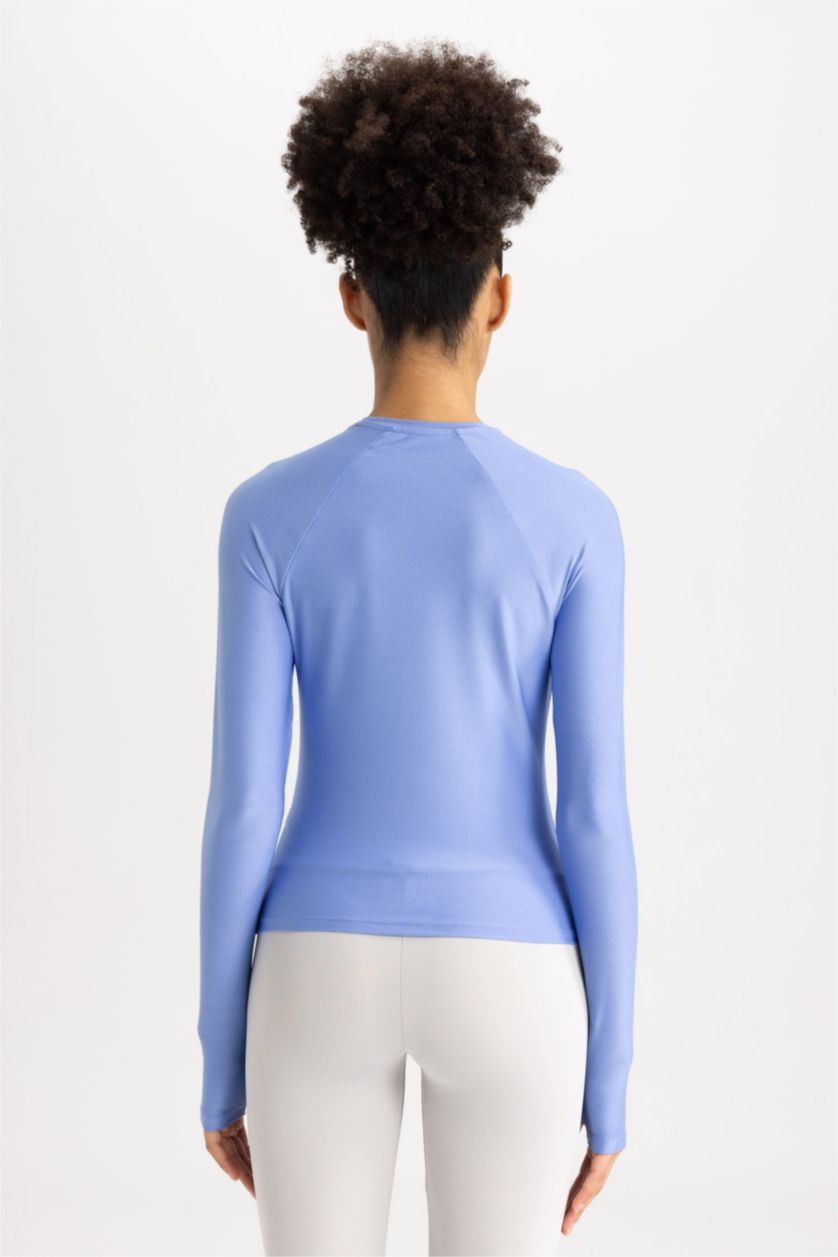 WOMAN Lilac Standard Fit Crew Neck Sportsman Long Sleeve T-Shirt