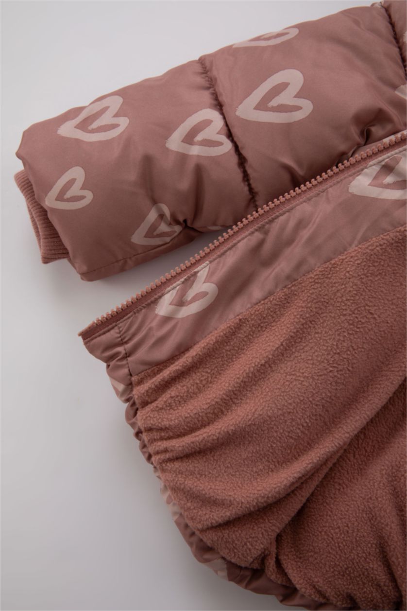 ДІВЧИНКА Темно розовий Куртка стандартного крою серце Мікро для малюків дівчаток