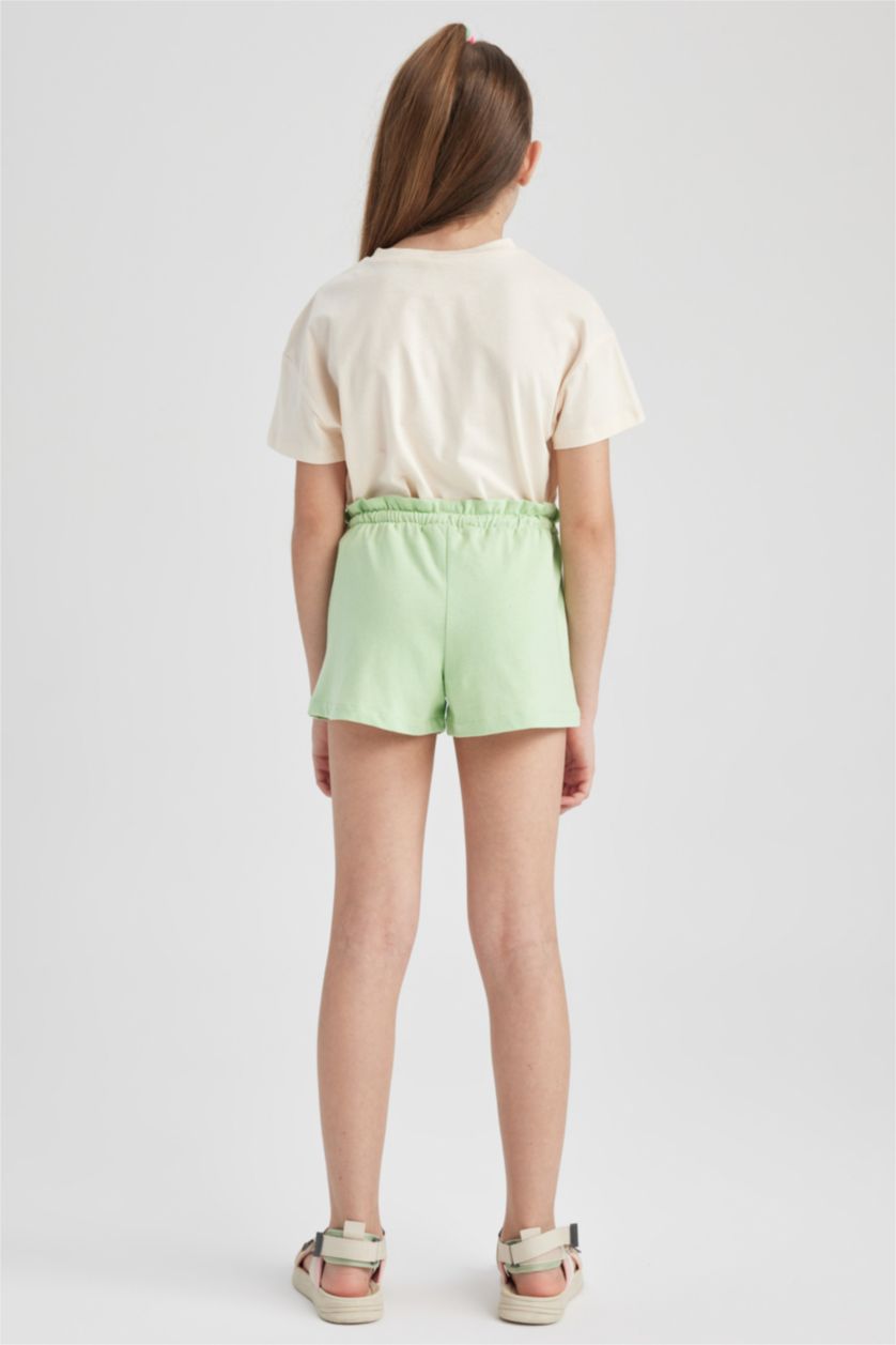 Girls & Teens Light Green Girl Combed Cotton Shorts