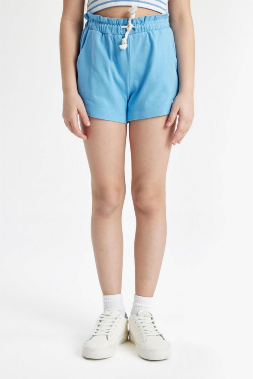 FILLES Bleu Short En Coton Peigné Pour Fille