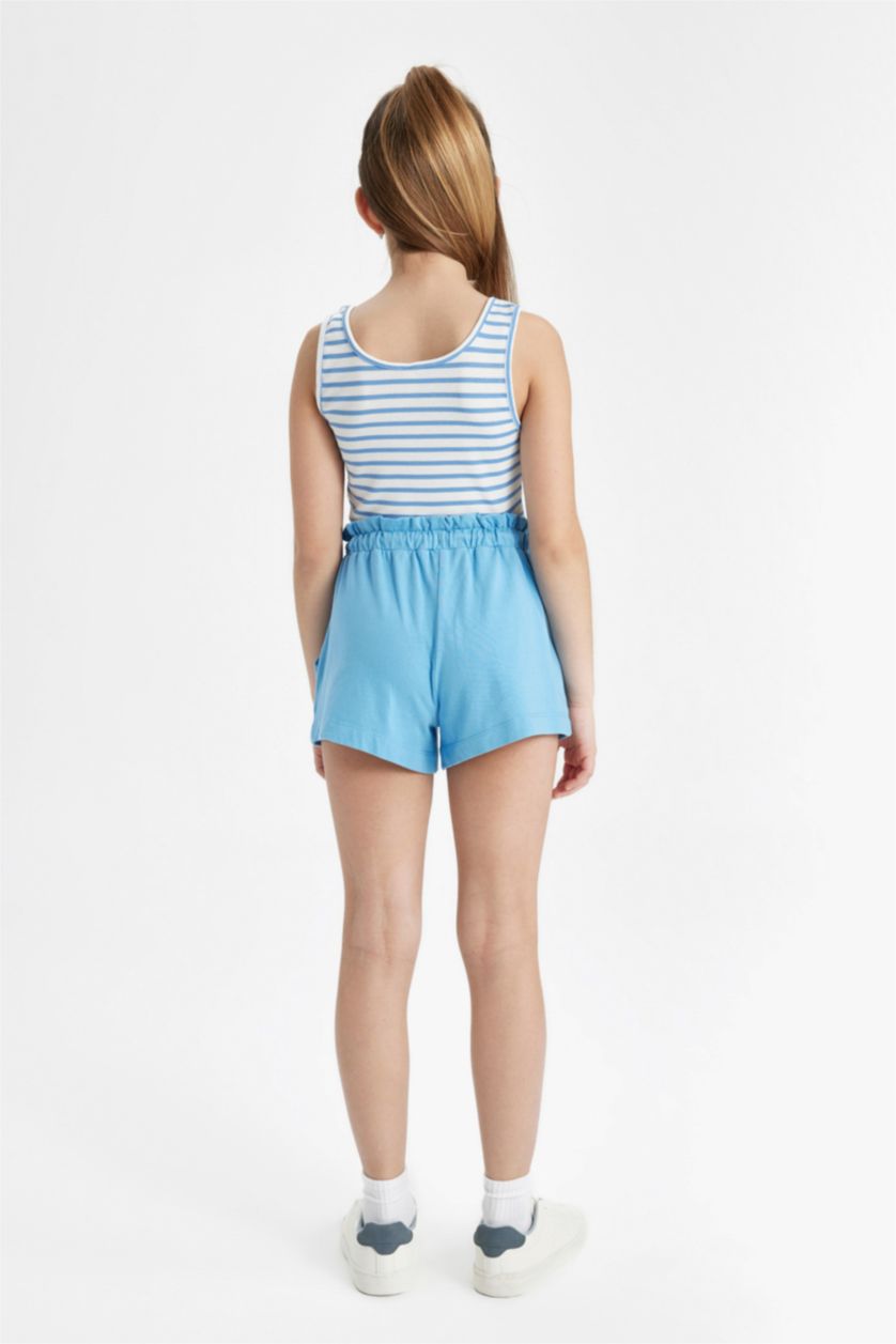 FILLES Bleu Short En Coton Peigné Pour Fille