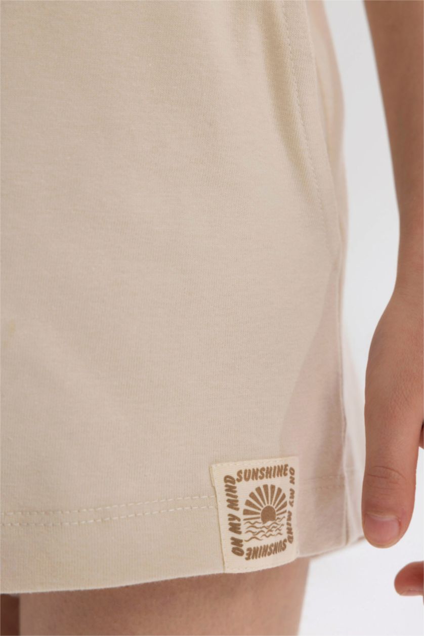 FILLES Beige Clair Short En Coton Peigné Pour Fille