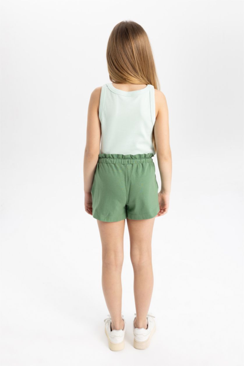 FILLES Vert Short En Coton Peigné Pour Fille