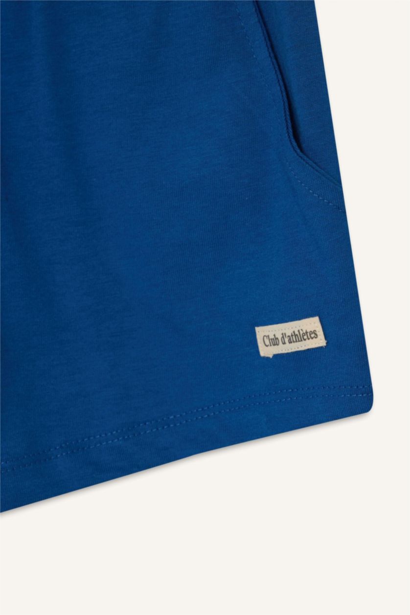 Kız Çocuk - Genç Kız Saks Beli Lastikli Baskılı Şort Kız Çocuk