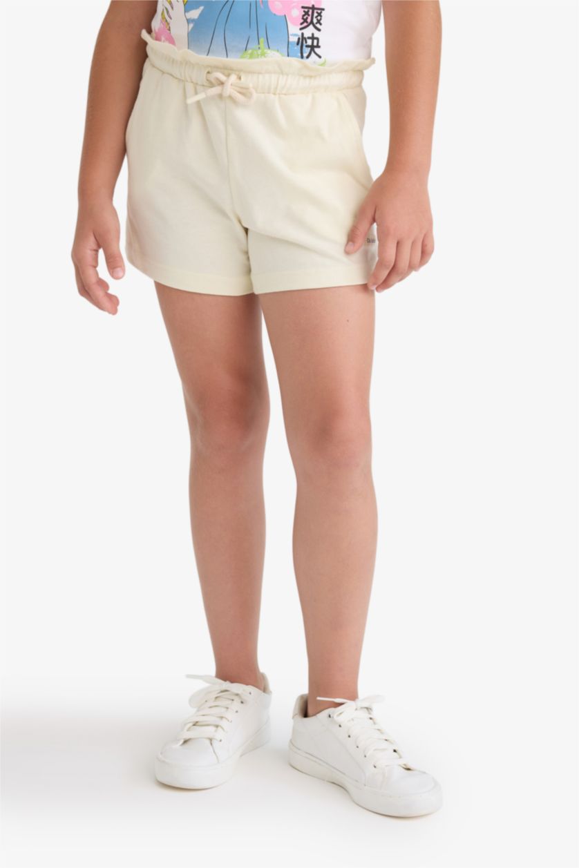 GIRLS & TEENS Ecru Girl Elastic Waist Printed Shorts