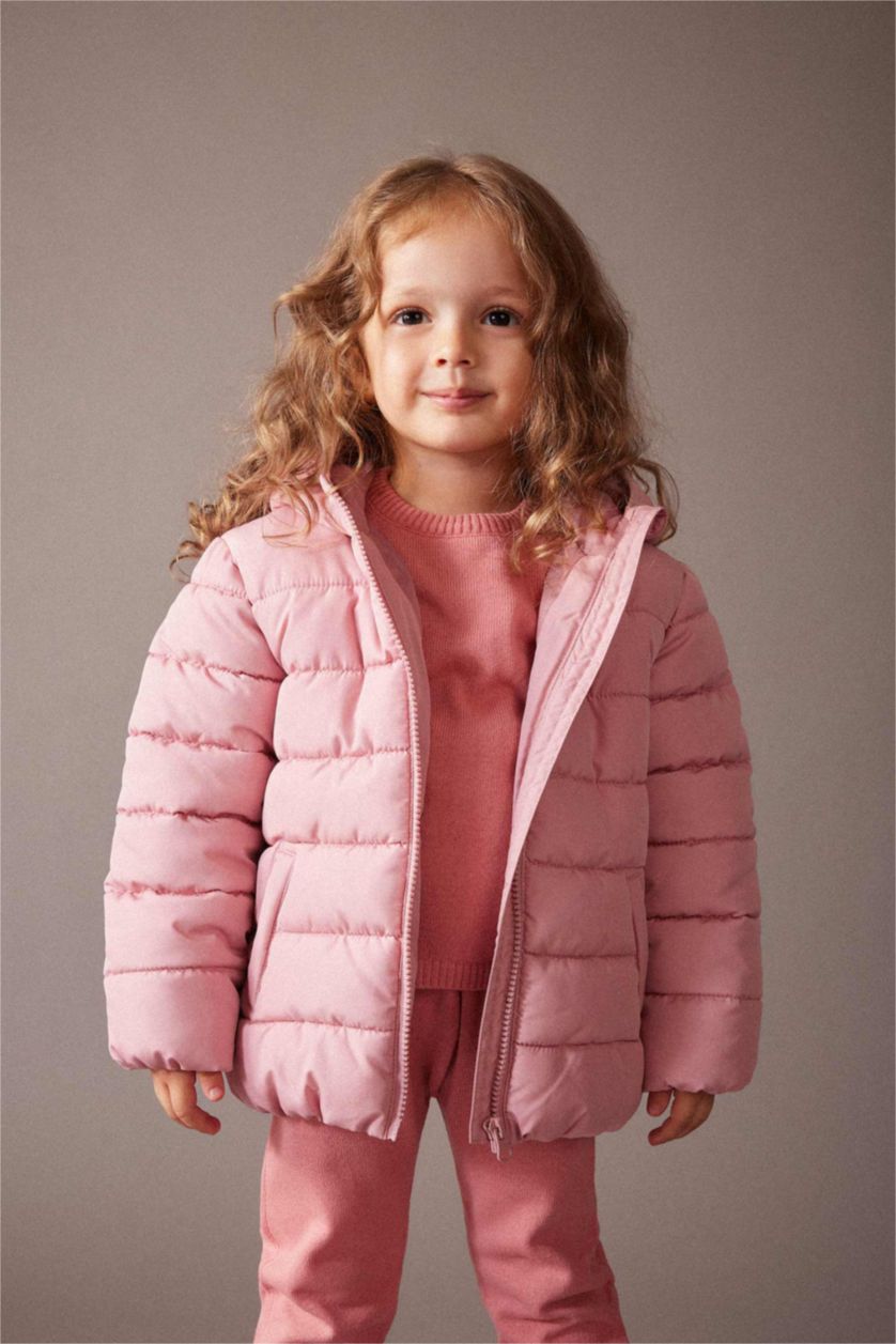 BABY GIRL Rose Girl Water Repellent Hooded Puffer Jacket