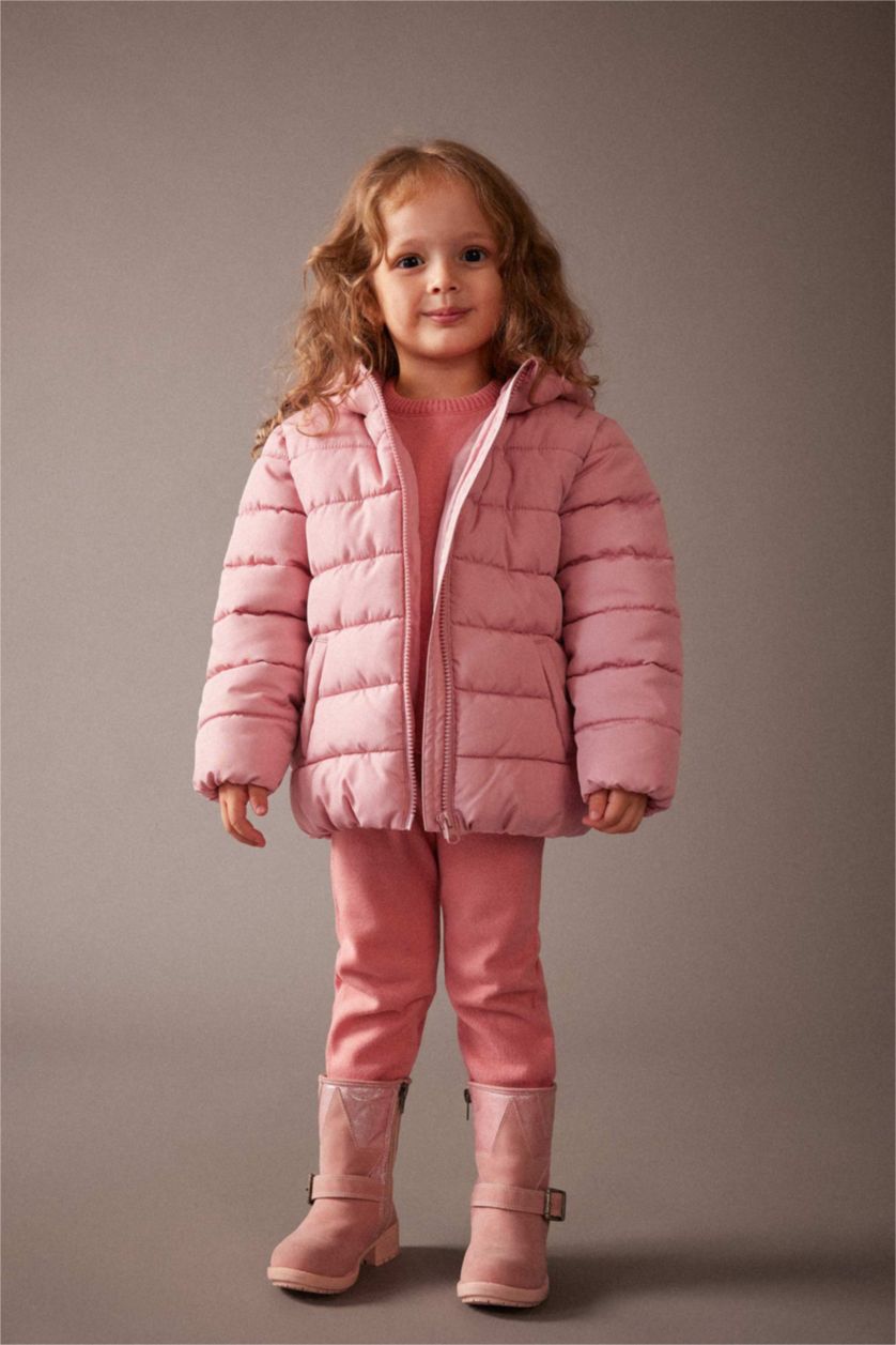 BABY GIRL Rose Girl Water Repellent Hooded Puffer Jacket