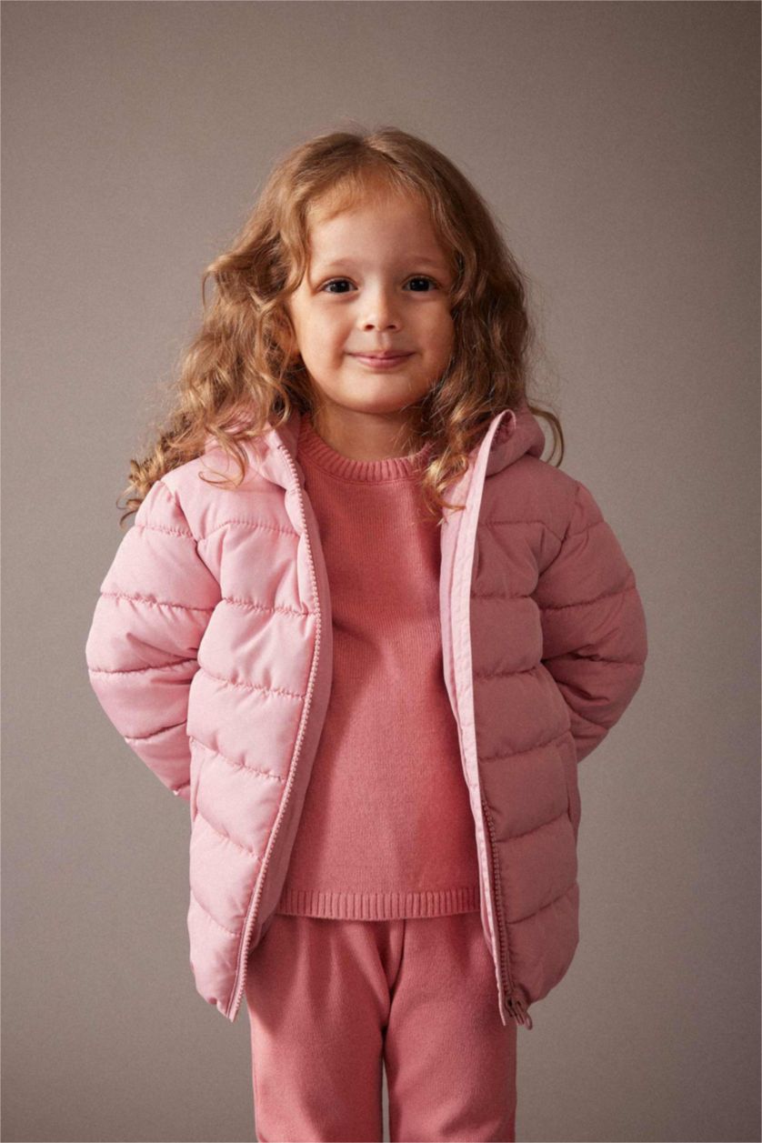 BABY GIRL Rose Girl Water Repellent Hooded Puffer Jacket