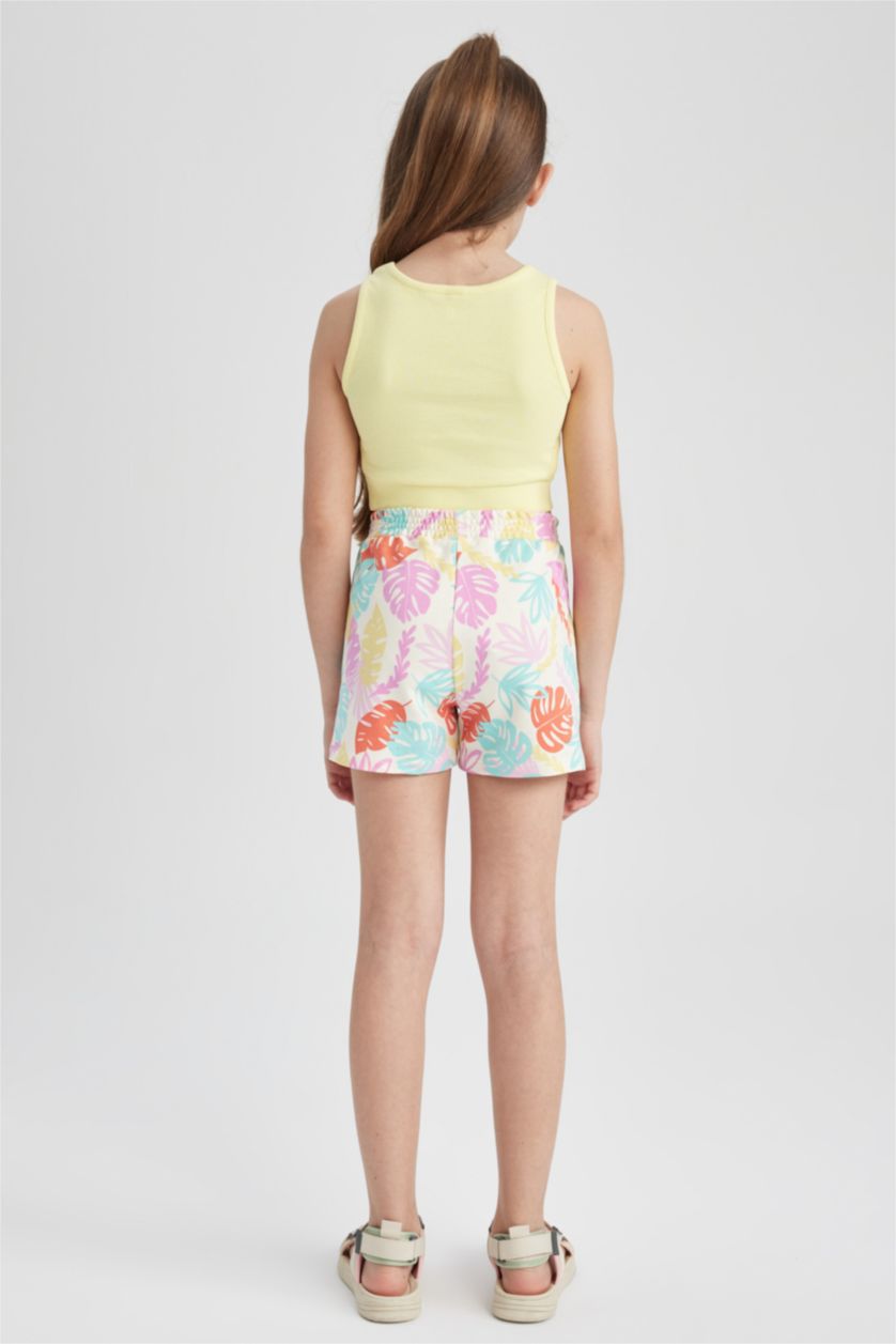 Kız Çocuk - Genç Kız Ekru Kız Çocuk Desenli Şort