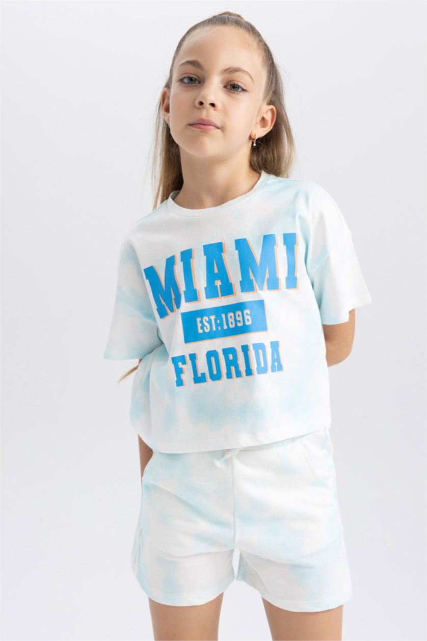 Girls & Teens Aqua Girls' Sweatshirt Fabric Shorts