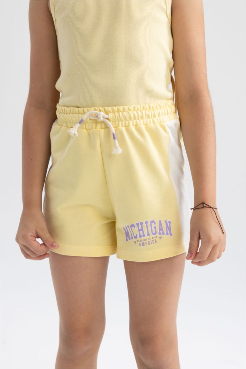 Kız Çocuk - Genç Kız Sarı Kız Çocuk Baskılı Şort