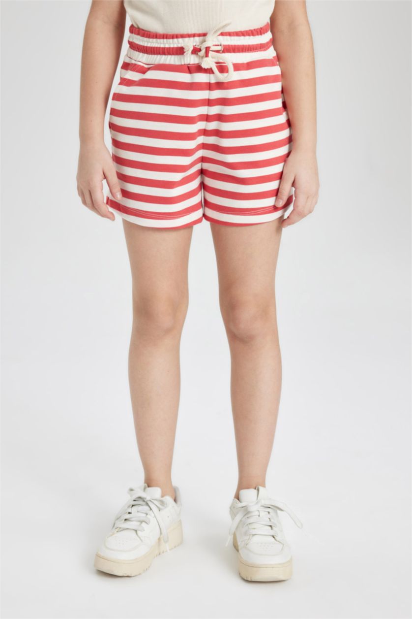 GIRLS & TEENS Light Red Girl Striped Shorts