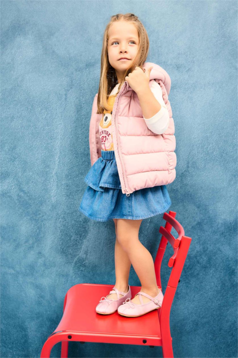 Kız Bebek Gülkurusu Kapüşonlu Şişme Yelek Kız Bebek