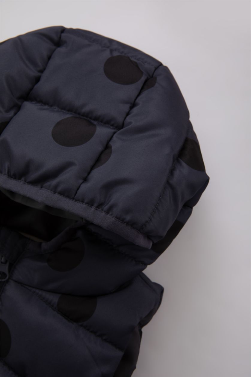 BABY GIRL Anthracite Baby Girl Hooded Patterned Puffer Vest