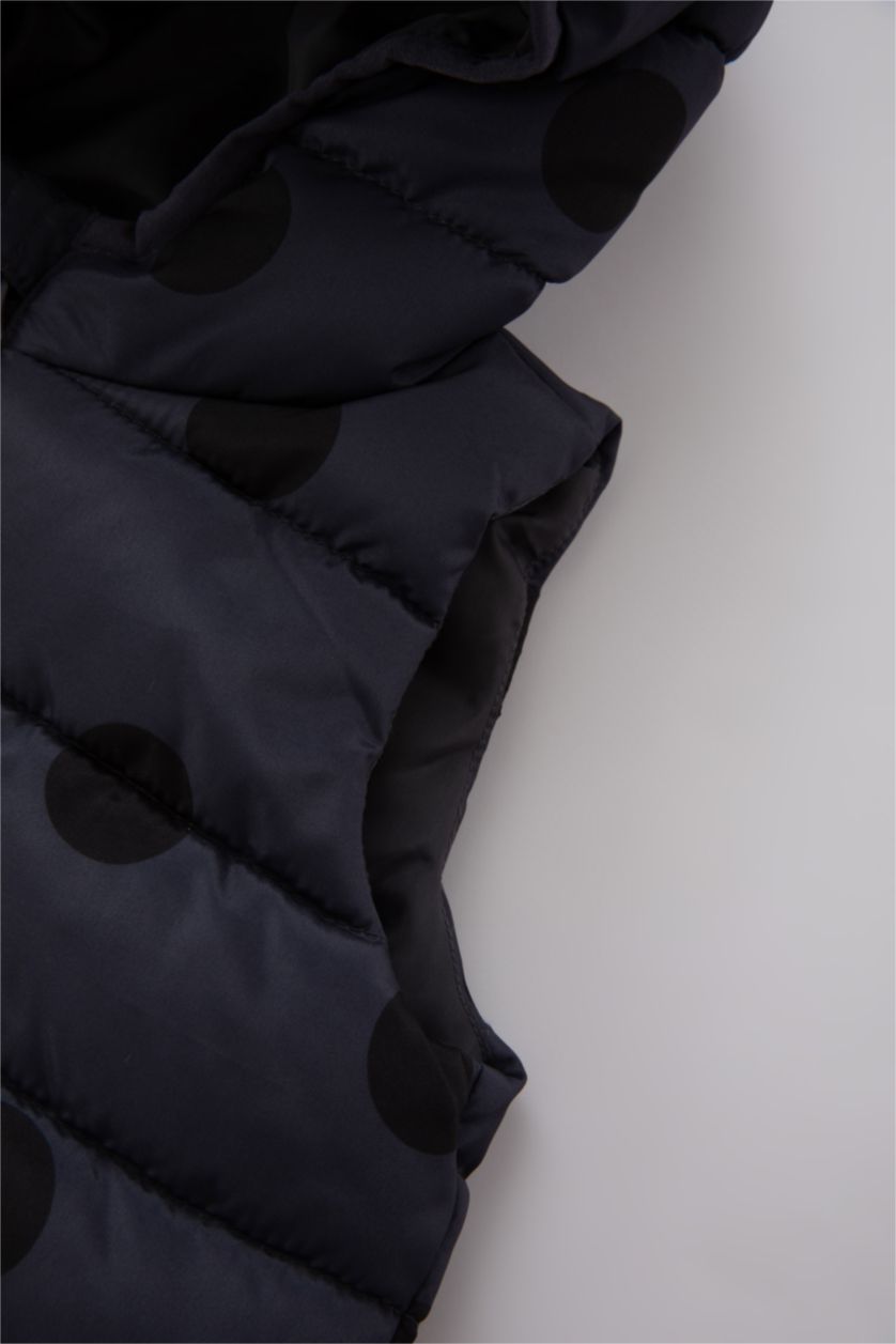 BABY GIRL Anthracite Baby Girl Hooded Patterned Puffer Vest