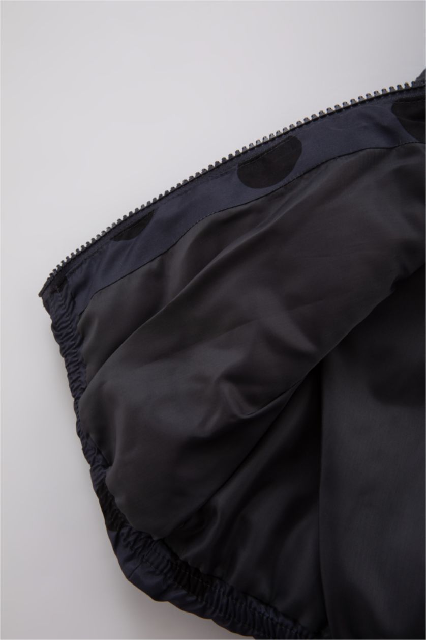 BABY GIRL Anthracite Baby Girl Hooded Patterned Puffer Vest