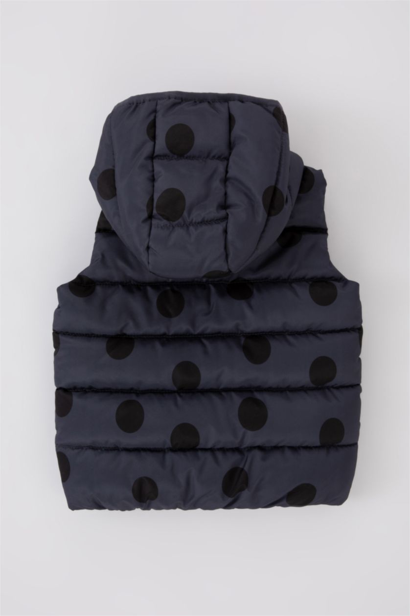 BABY GIRL Anthracite Baby Girl Hooded Patterned Puffer Vest