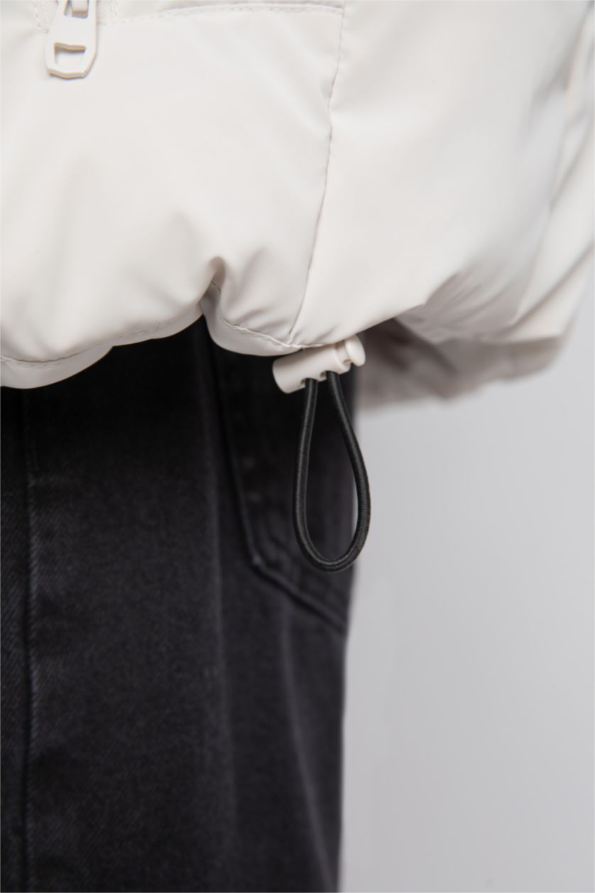 رجالي اللون الحجري جاكيت بامب قصة عادية بكابيشون