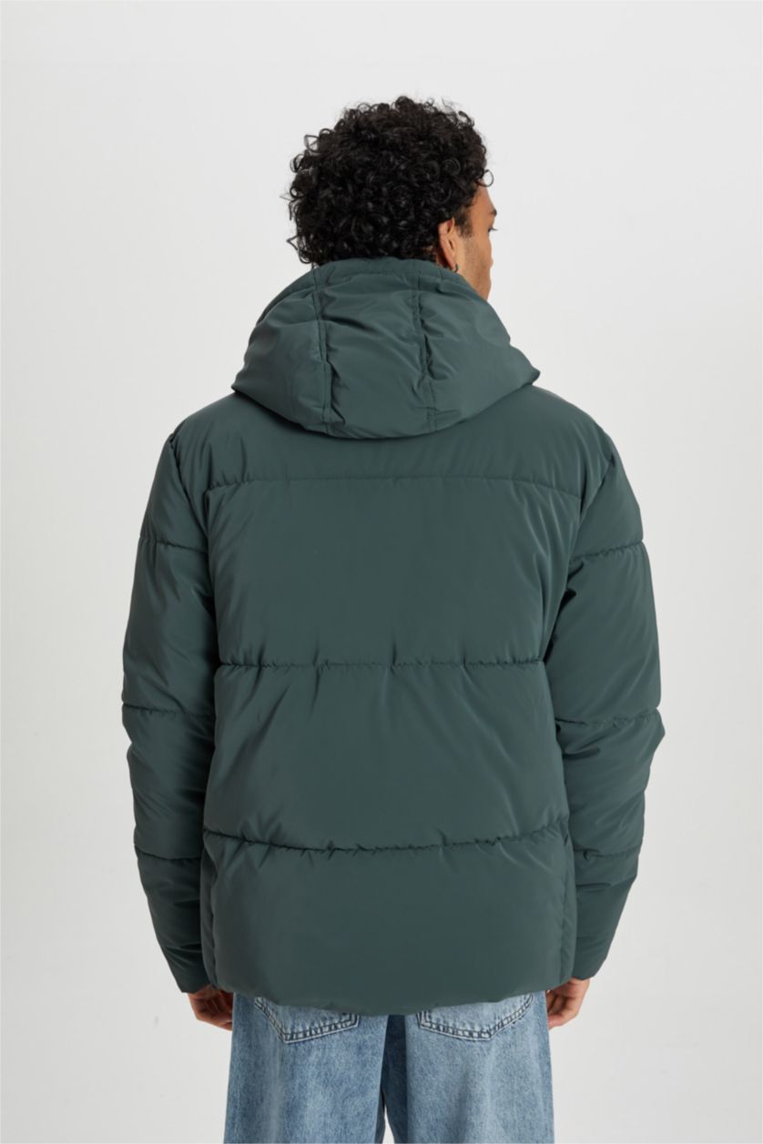 رجالي أخضر جاكيت بامب قصة عادية بكابيشون