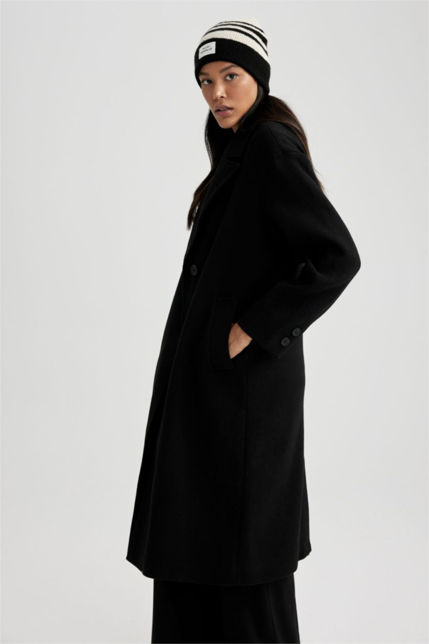 نساء أسود كوت جوخ طويل قصة مريحة